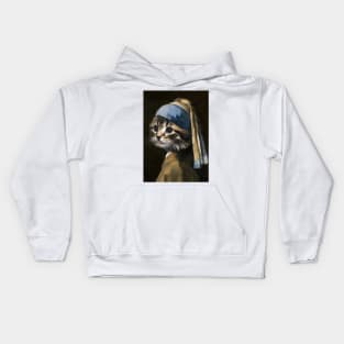 The Kitten with a Pearl Earring Kids Hoodie
